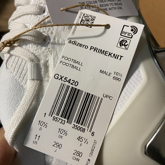 Adidas Adizero Primeknit Triple White Silver Football Cleats Mens GX5420 NEW main image 8